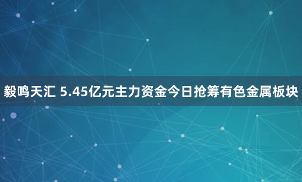 毅鸣天汇 5.45亿元主力资金今日抢筹有色金属板块